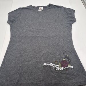 Lone Star Attitude Women's Gray Tee Shirt Wings & Roses Design XL (runs smaller)
